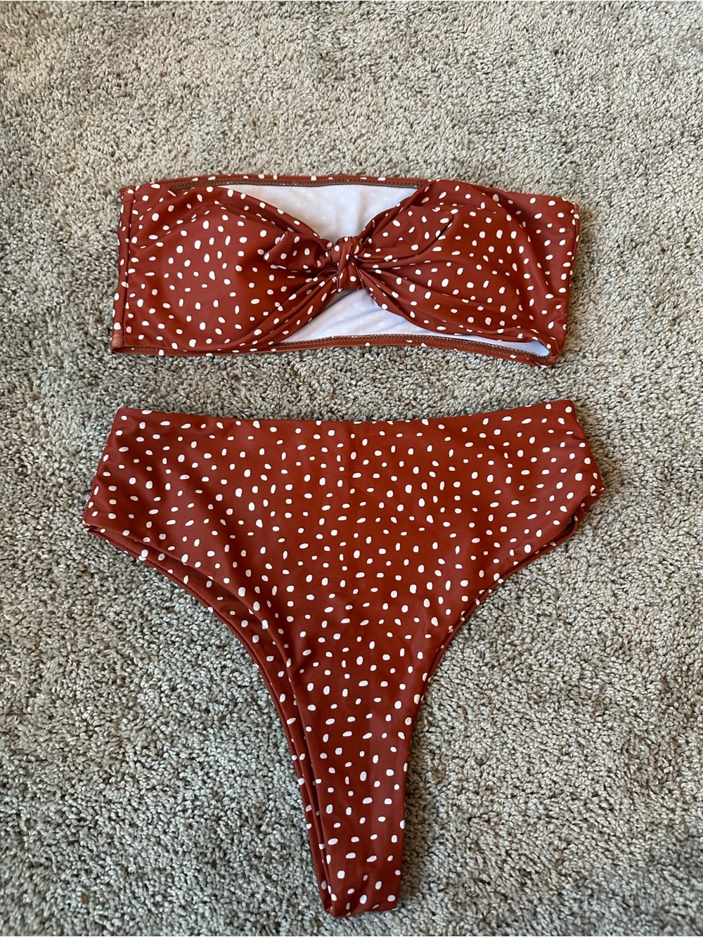 Zaful Rust Polka Dot Bikini Bottoms